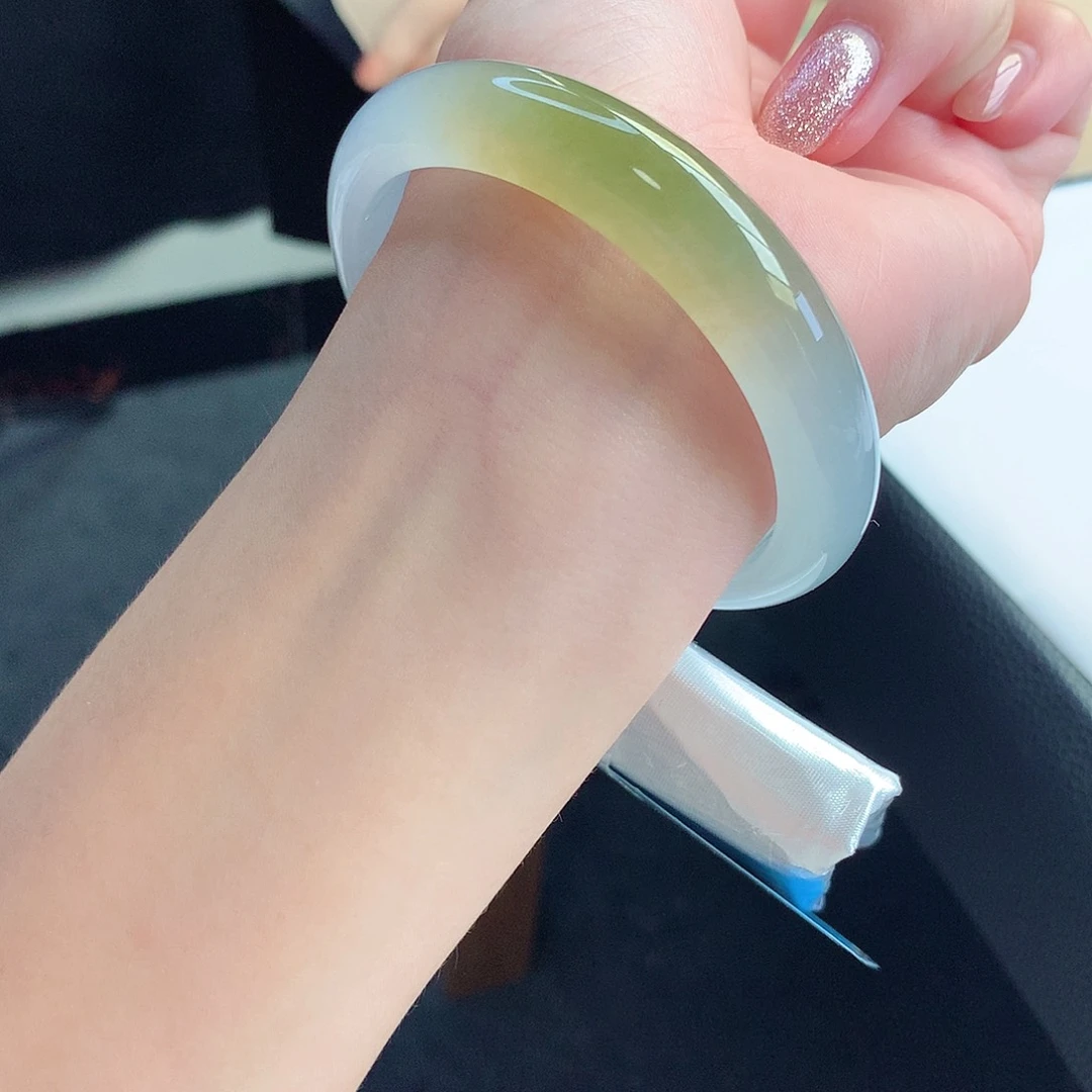 未镶嵌手镯翡翠天然A货翡翠57/58冰种飘黄翡招米多进金