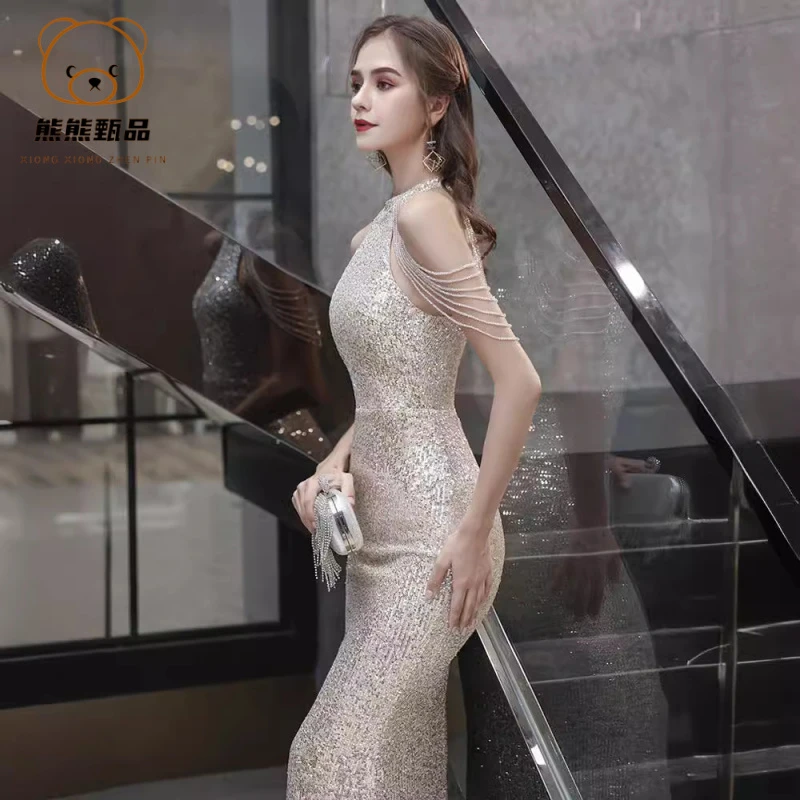 晚礼服性感裙女2025新款宴会气质鱼尾轻奢小众主持人订婚宴礼服dd