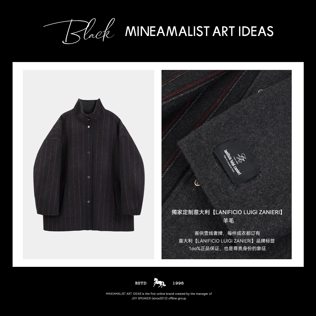 【MAIx意大利LANIFICIO LUIGI】黑标系列早春条纹羊毛两面穿外套527