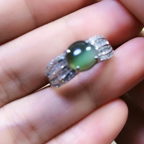 银S925镶嵌戒指和田玉