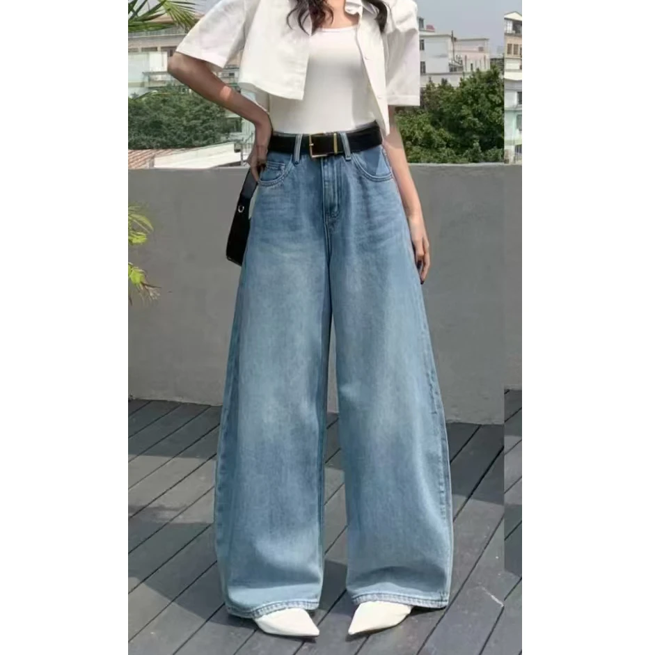 无印心匠C12025 宽松洋气百搭显瘦阔腿牛仔裤街头感K861