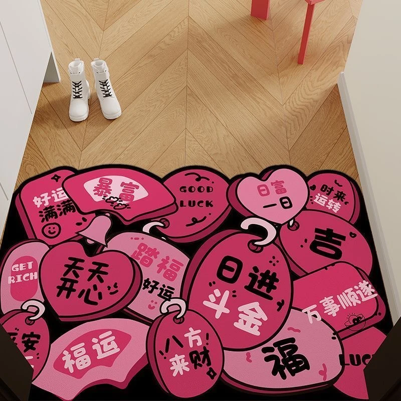 发财钱来进门地毯家用耐磨玄关垫水晶绒可裁剪地垫发财入户脚垫