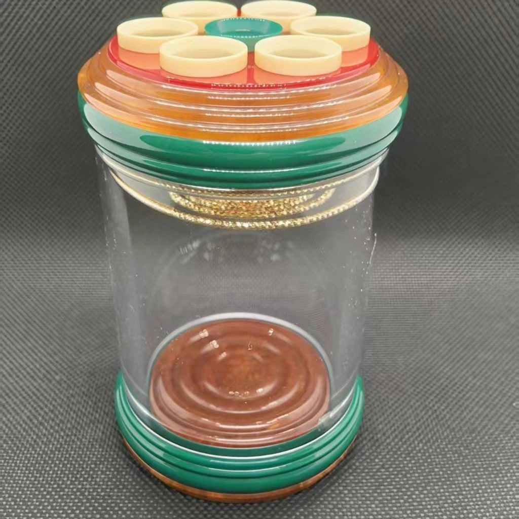 （鸣烜）秋韵～双色球仿海柳与老藏绿七孔拼接直径 60 蝈蝈罐