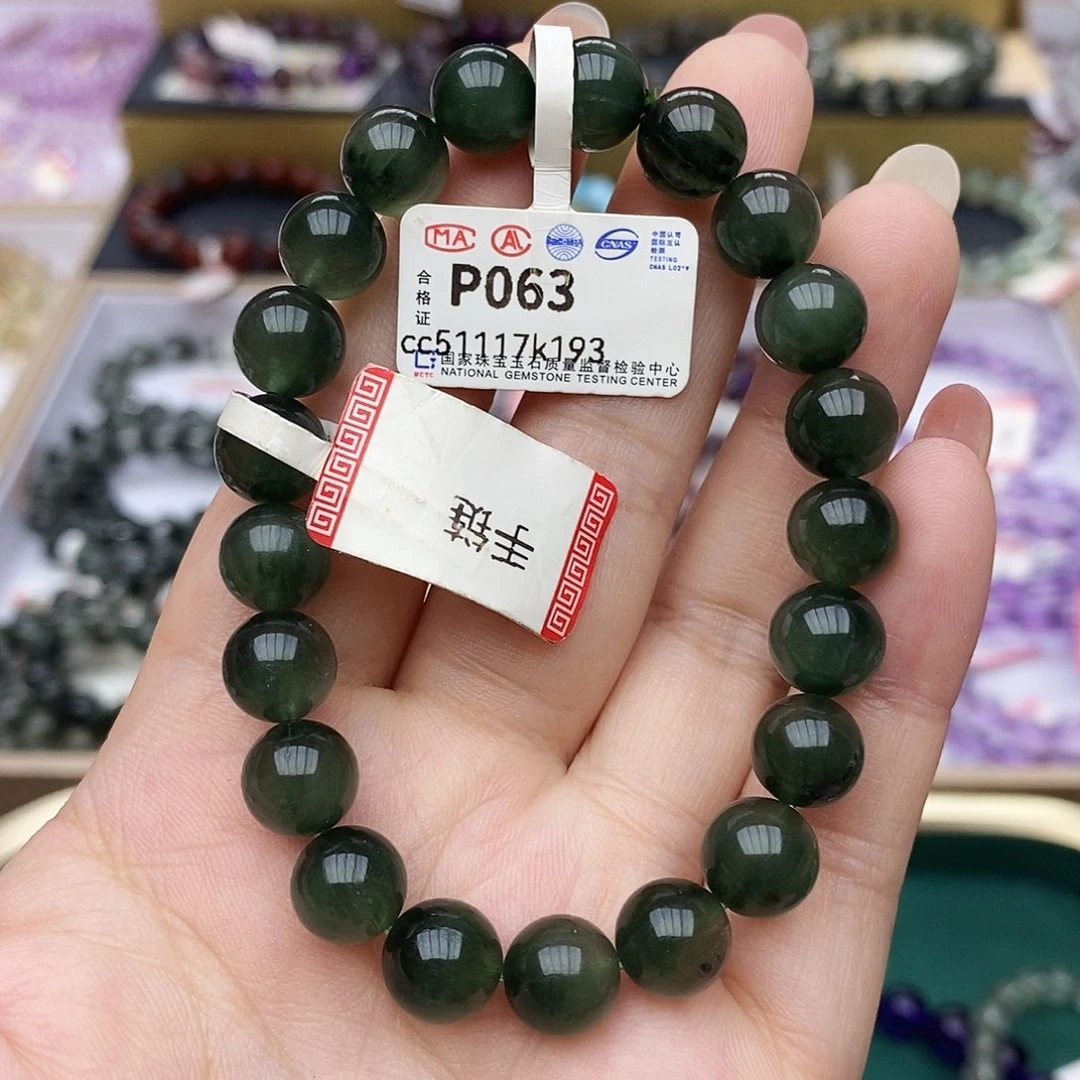 水晶手链未镶嵌P063绿发晶9+