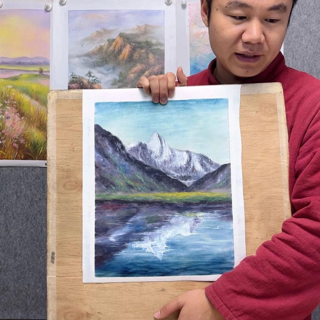 油画行路人小院绘画作品竞拍