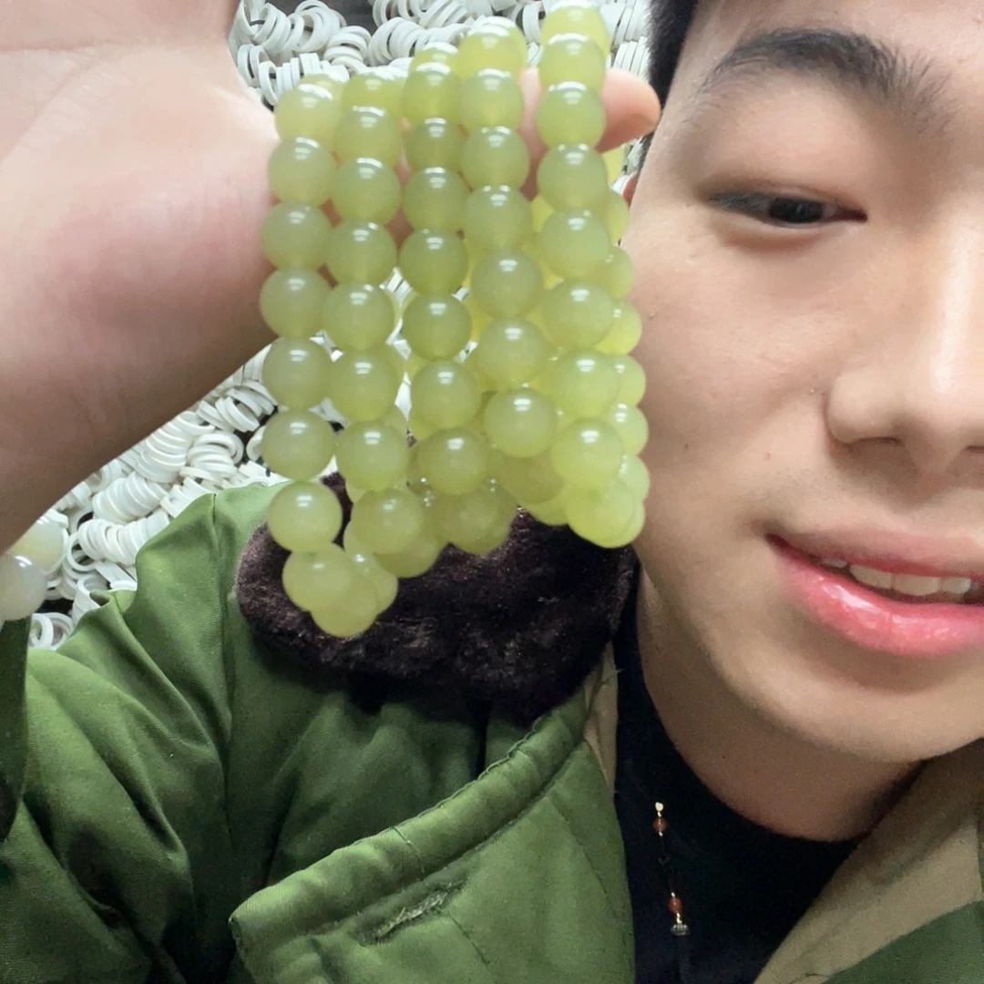 未镶嵌手链和田玉新疆青黄口手串卡10