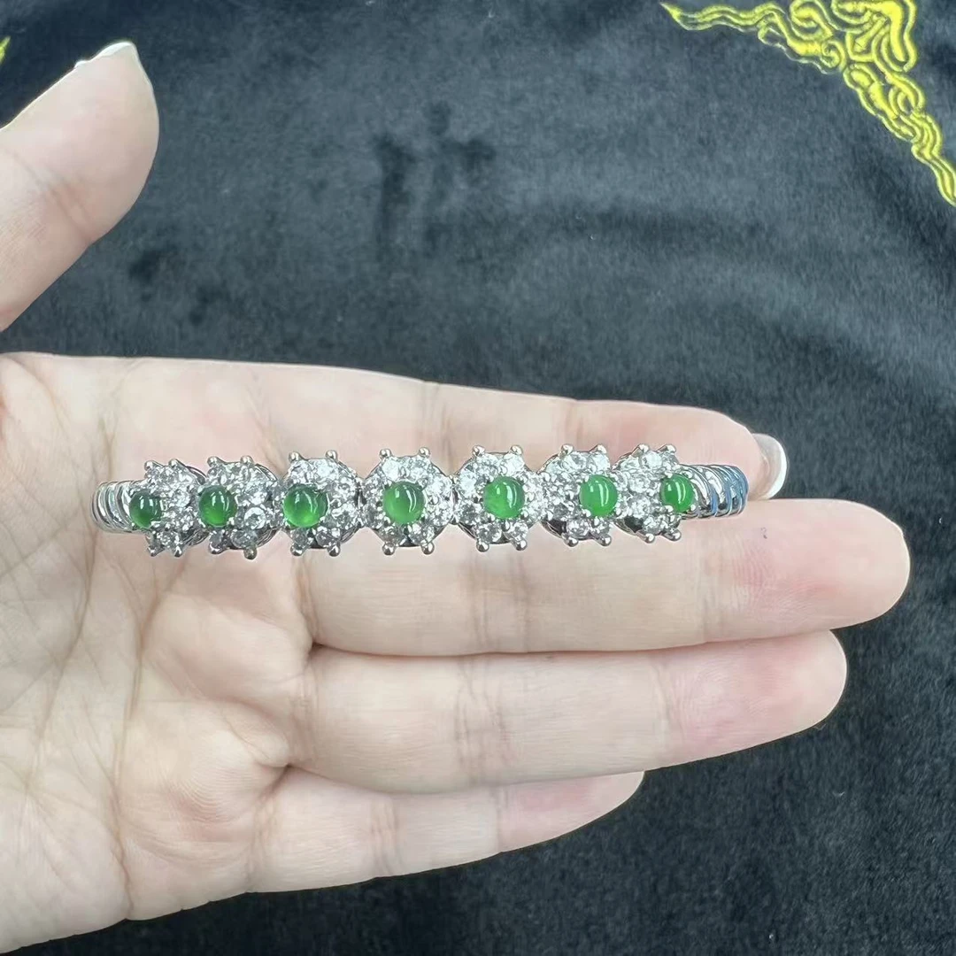 【玉经纶】108542/Q55-天然A货翡翠开口镯-多样性发其一