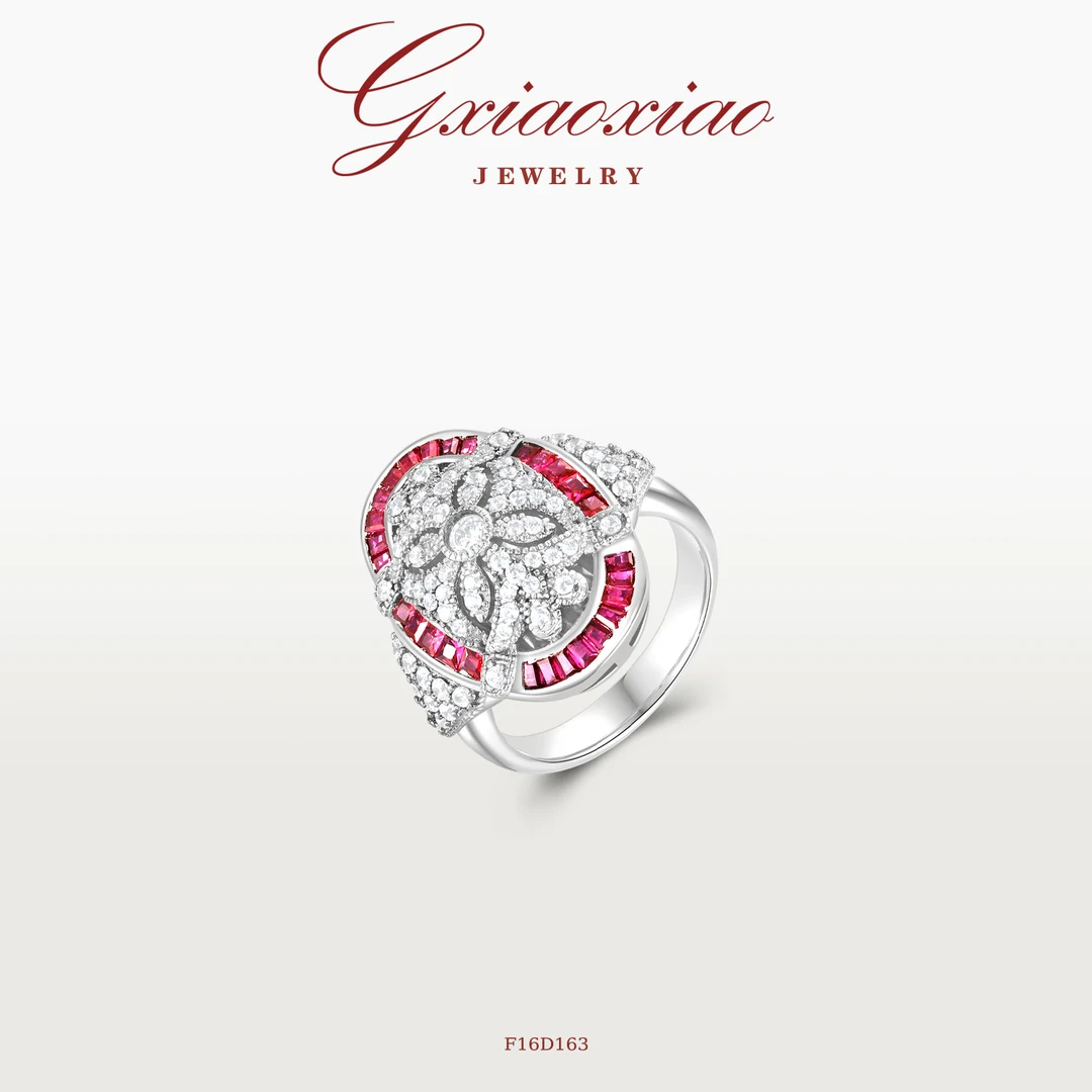 G XIAOXIAO 【绯星织梦】法式复古高级四叶花戒指 F16D163