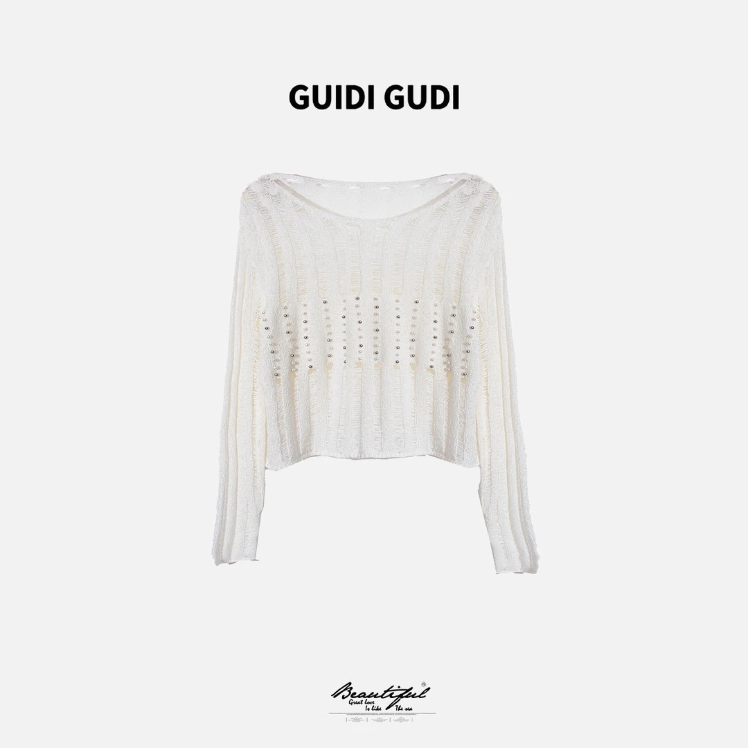 GUIDI GUDI【落泪】休闲百搭时尚珠珠套头毛衣 T9510267H