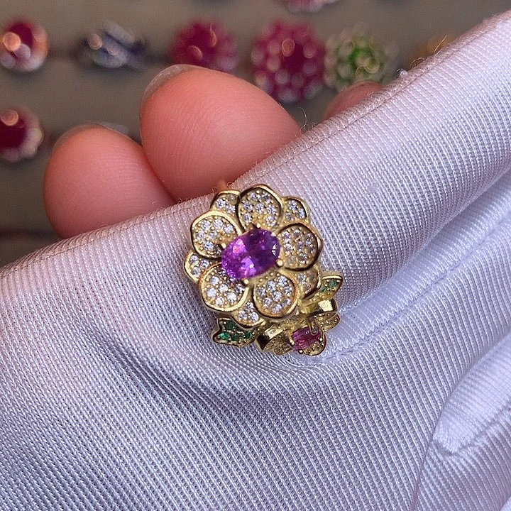 蓝宝石戒指银S925镶嵌