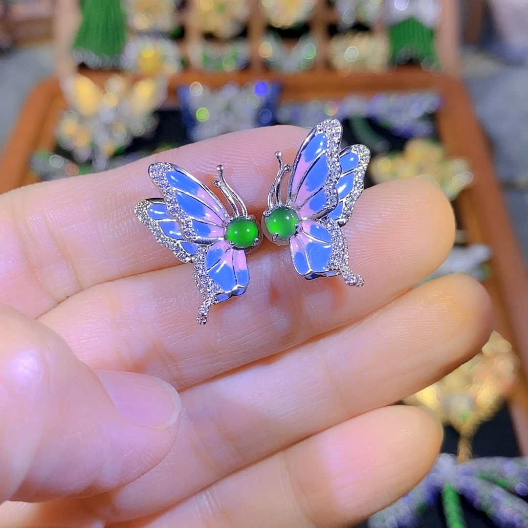 吊坠(不含链)银S925镶嵌翡翠