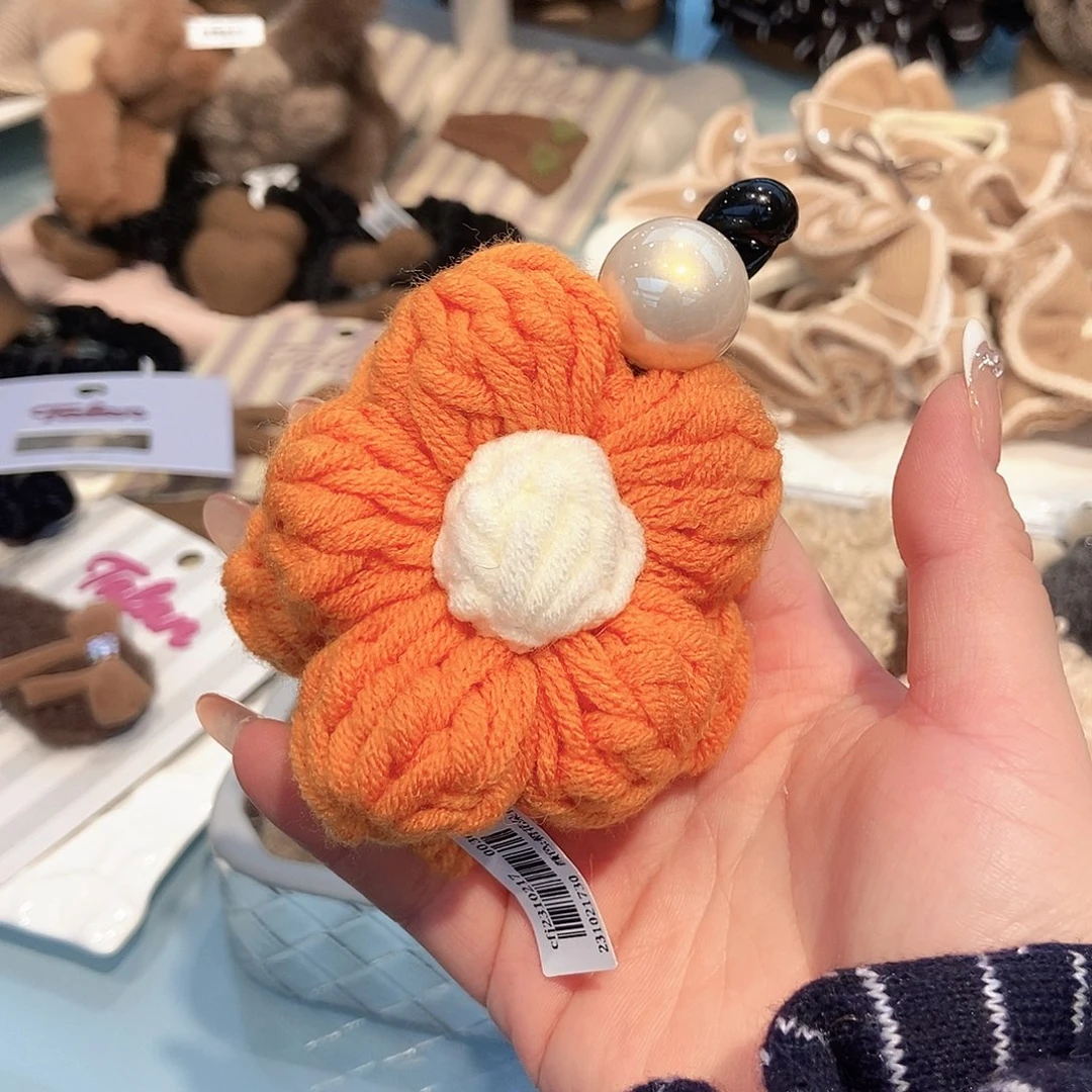 布艺铁合金毛线花新款香蕉夹小号