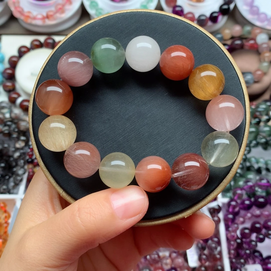 水晶未镶嵌手链拉丝彩兔毛15