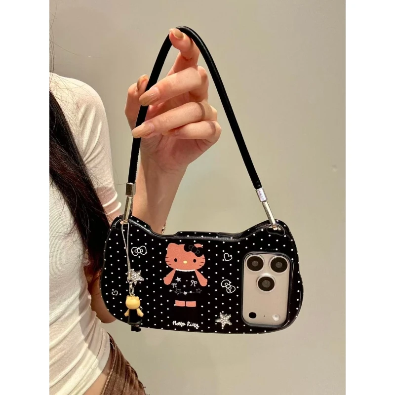 甜酷可爱手提贵气戴珍珠项链猫咪适用iphone17pr苹果16pr手机壳15