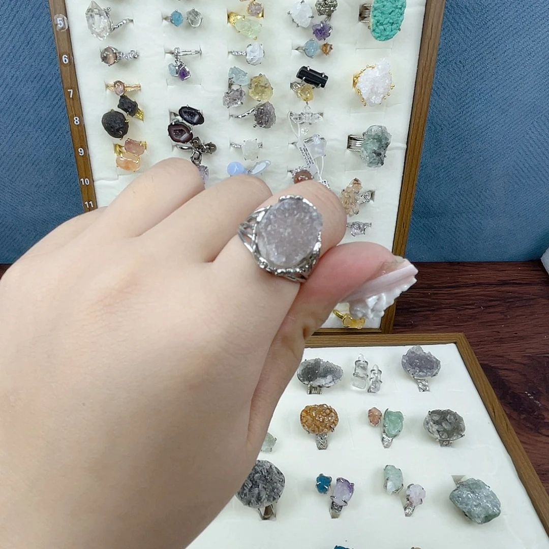 大理石纯铜戒指耳钉