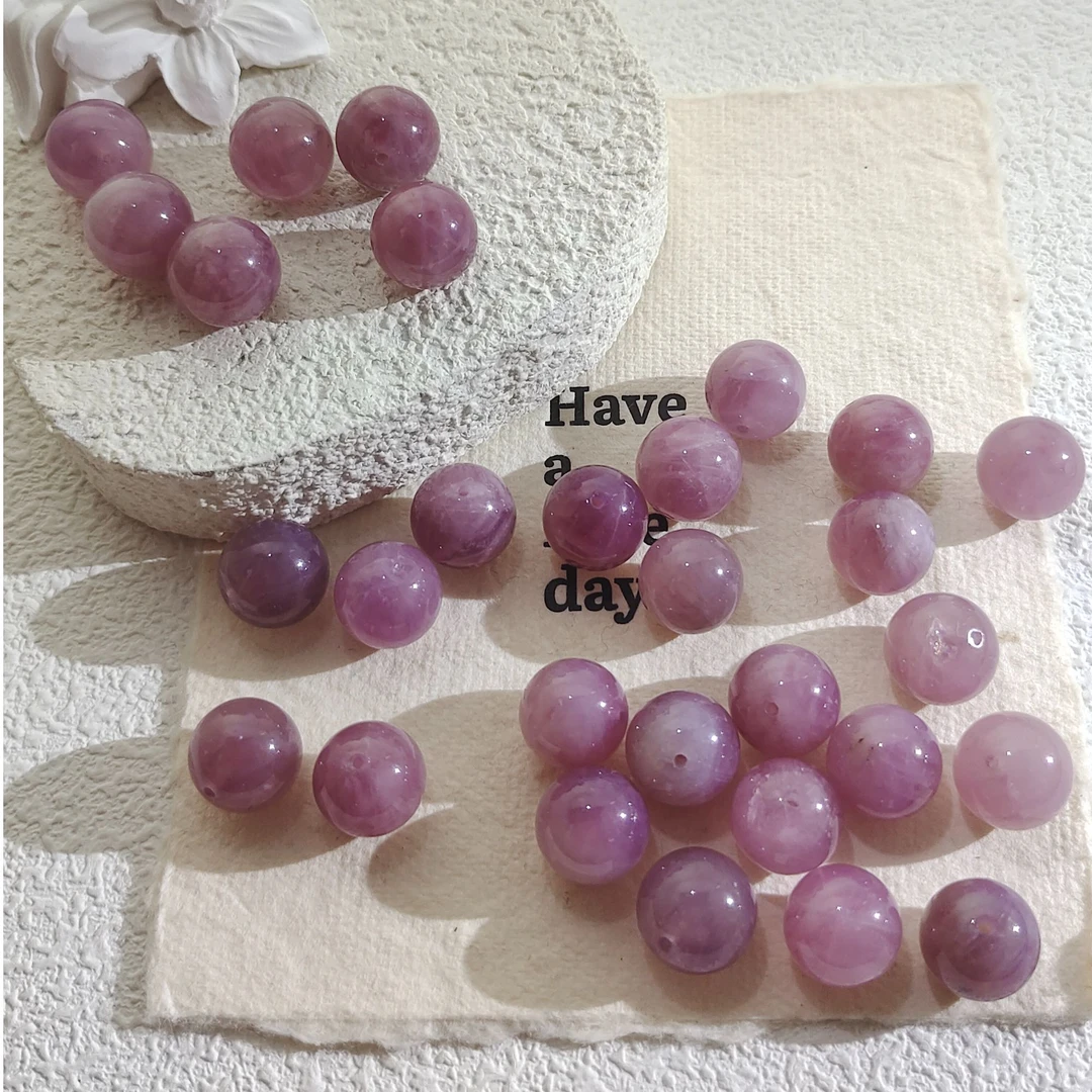 天然水晶紫马粉单珠12M多样性随机发一颗B450