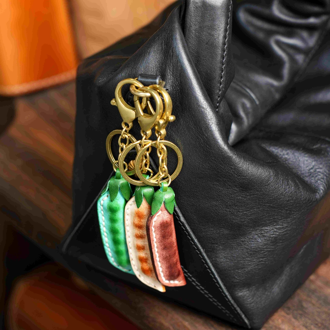 制道手工皮具 可爱挂饰挂件长豆250527