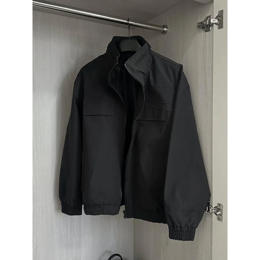 黑色立领短款外套男秋季美式飞行员夹克cleanfit痞帅工装棒球服潮