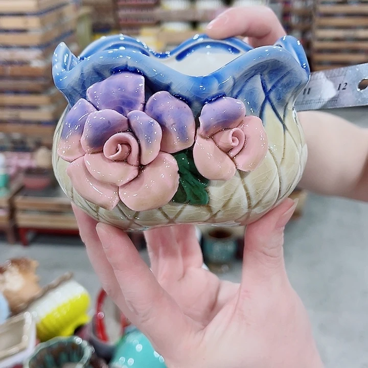 有孔，凑10元包邮陶瓷花盆发货！