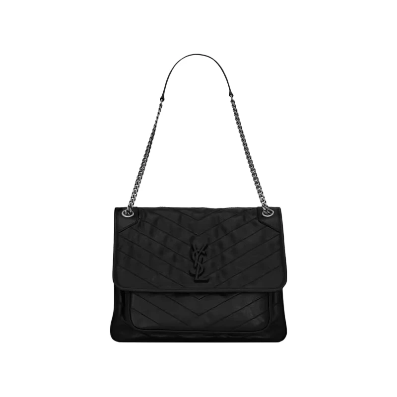 99新 YSL/圣罗兰 黑银niki大号/中号单肩包x