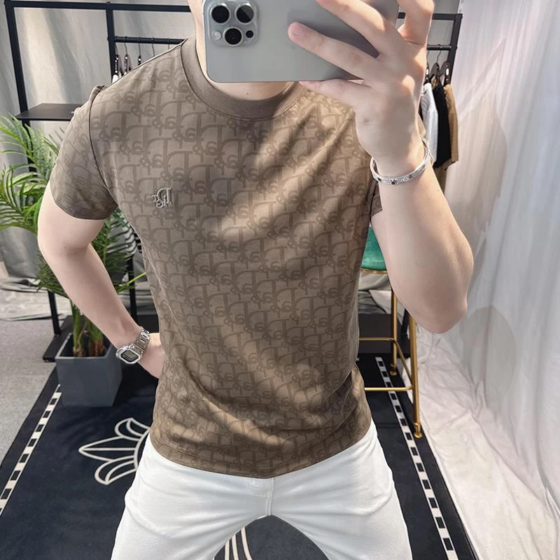 柯纽希本欧洲站短袖恤男新款轻奢欧货个性满印字母时尚薄款帅气