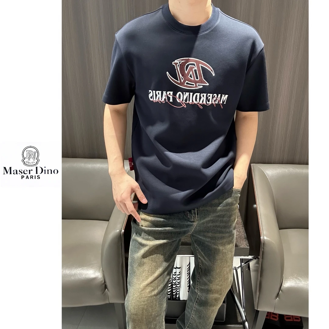 27139 玛撒蒂诺/25秋冬新款男士长绒棉面料时尚休闲圆领短袖T恤