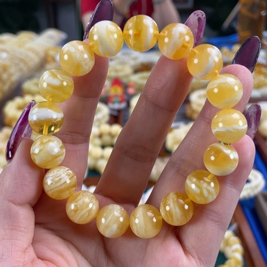 未镶嵌琥珀珠宝奇石12圆珠16.7