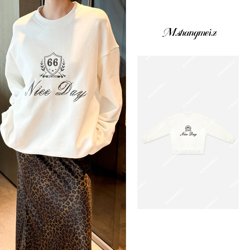 M.SHANGMEI.Z/沐熙【刺绣卫衣】美大哥设计刺绣字母长袖卫衣X012035
