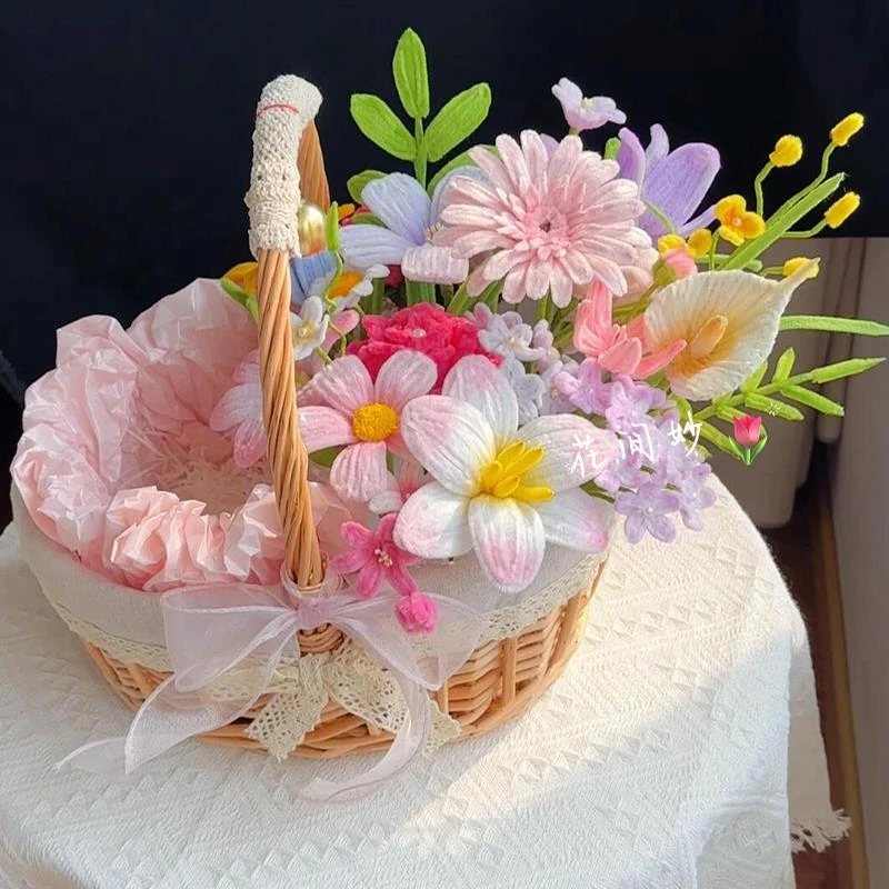 鸡蛋花篮扭扭棒花束月子鸡蛋篮子diy创意手工材料包自制闺蜜朋友