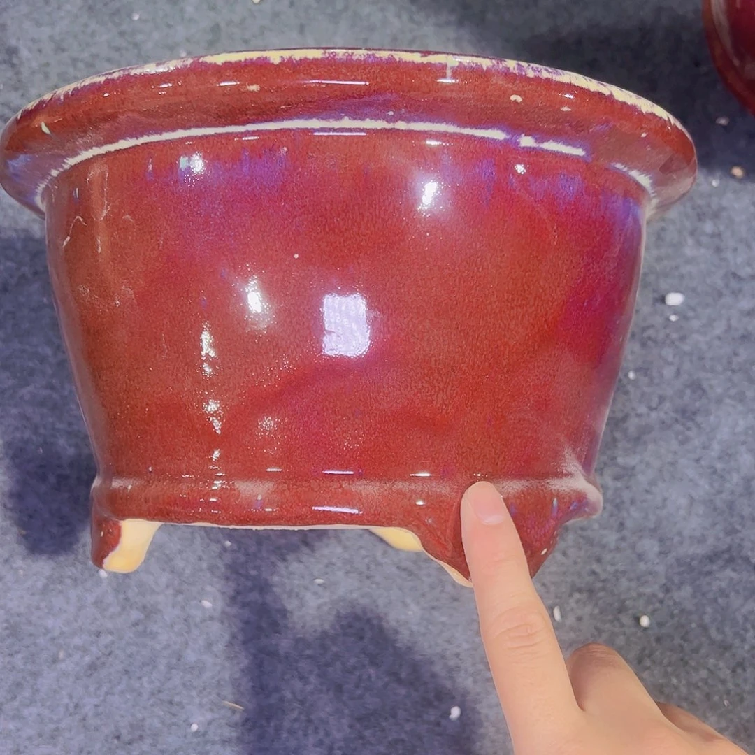 红陶正宗岭南石湾盆放漏