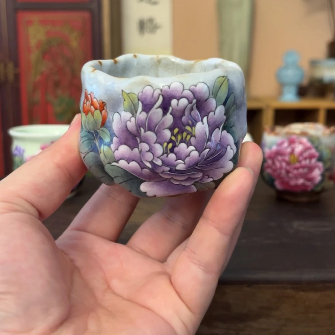 闳***雁柴烧纯手工手绘陶瓷