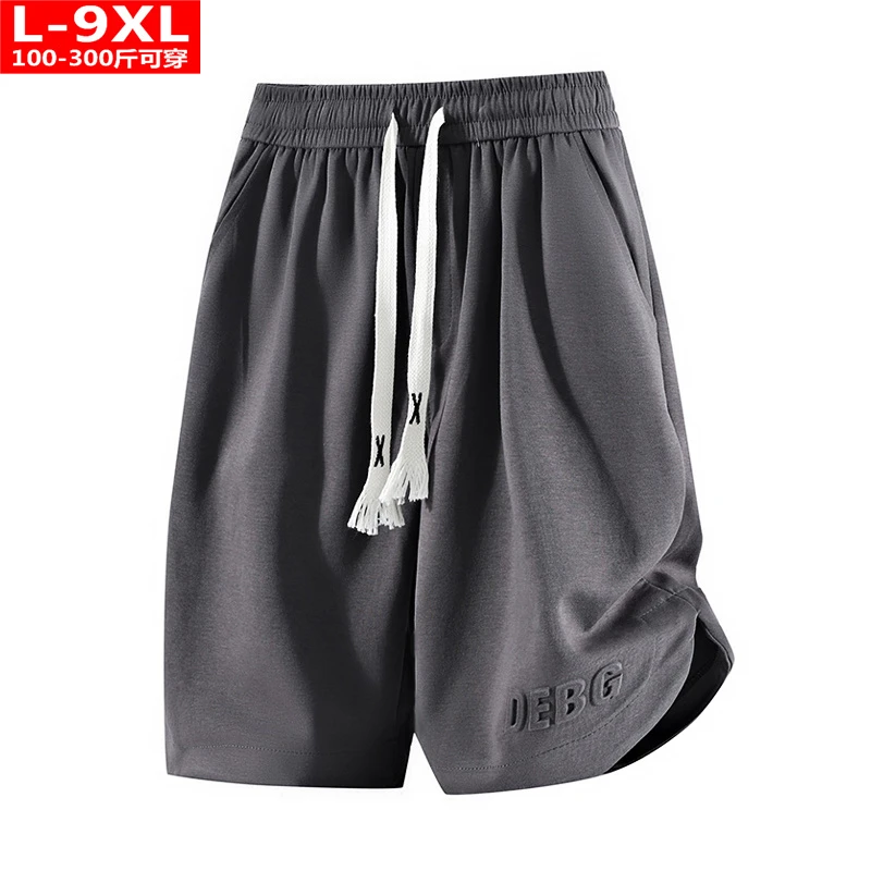 夏装潮男士纯色针织棉五分中裤胖大码加肥宽松裤衩男运动休闲短裤