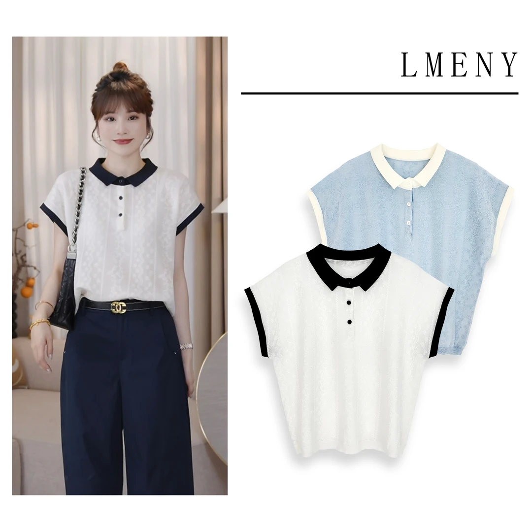 LMENY沁凉织语~莱赛尔凉感撞色拼接显瘦针织衫25BM057