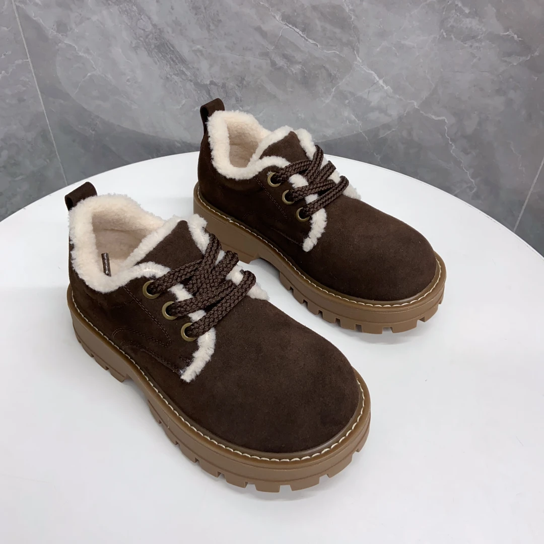 C9908   咖色绒里   2025新款复古一脚蹬厚底博肯单鞋