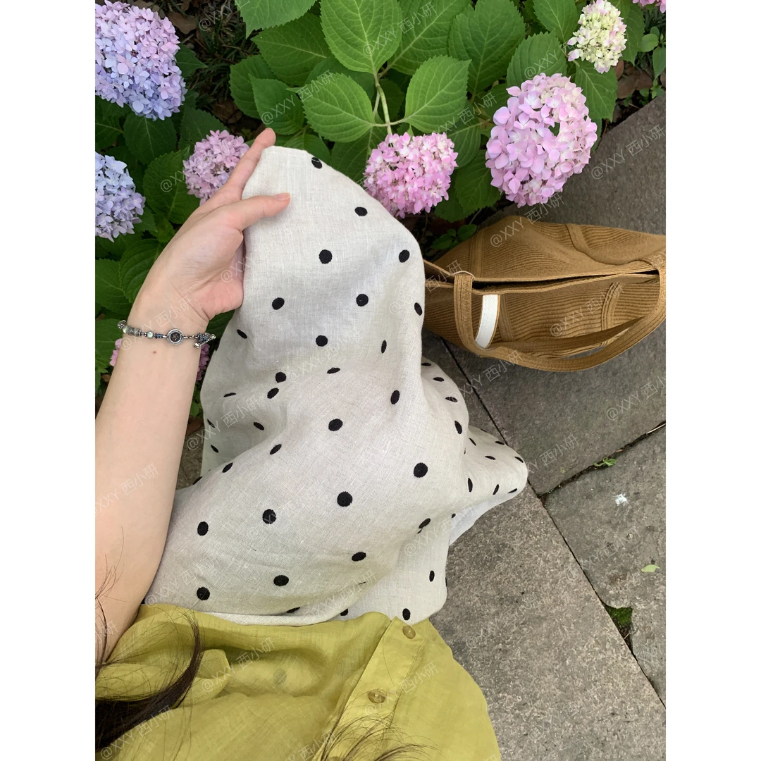 原生态系列【绣球波点裙】100亚麻 重工万针刺绣 夏季百搭半身裙