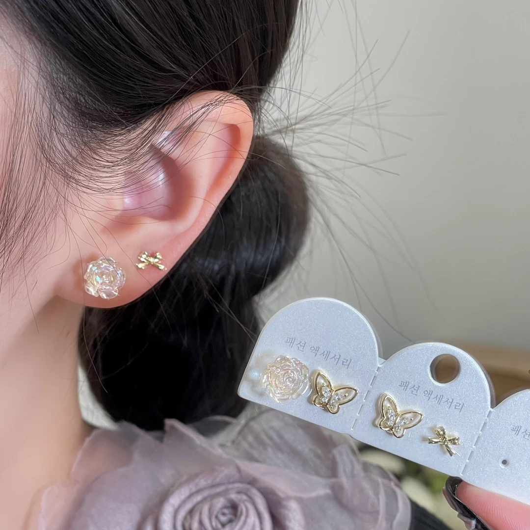 黑糖【耳饰】 蝴蝶结爱心小众六件套高级感耳钉耳环E1580