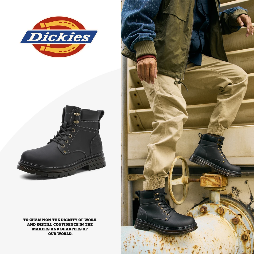 Dickies男鞋冬季加绒保暖二棉靴复古户外马丁靴英伦风厚底短靴子