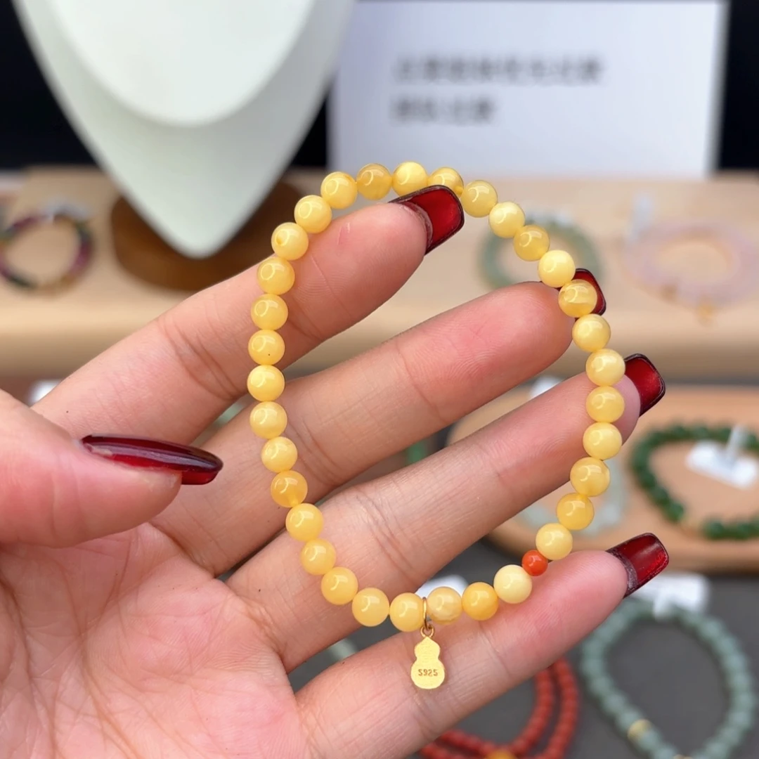 琥珀手链未镶嵌花蜡5mm