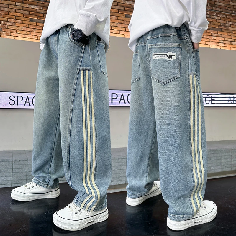 男童牛仔裤春秋宽松2025中大童休闲韩版长袖洋气儿童裤子百搭潮流