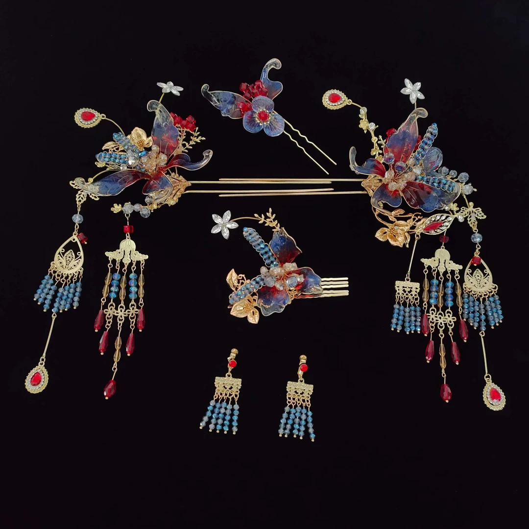 新娘酒红色新品饰品145