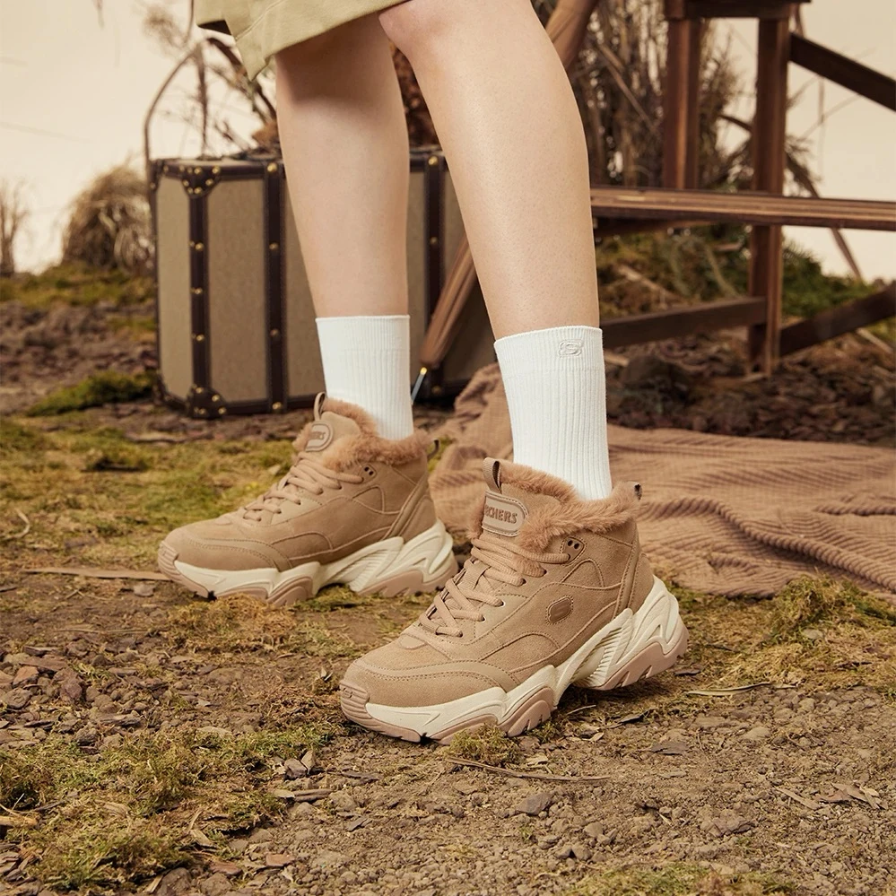 Skechers斯凯奇机能风老爹鞋女鞋时尚加绒保暖中帮休闲靴子167338