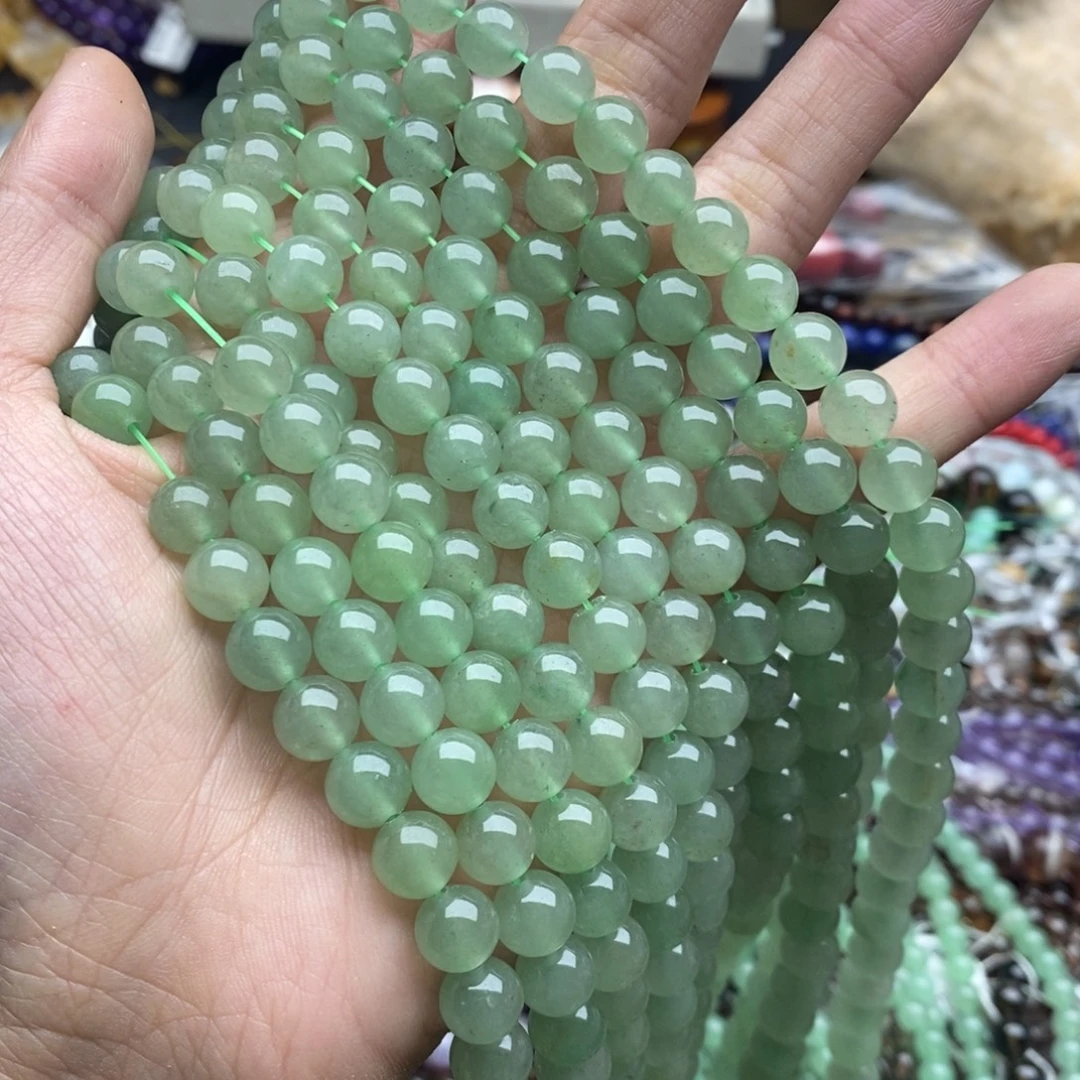 玛瑙/玉髓未镶嵌珠宝半成品一条天然8mm绿东岭玉圆珠