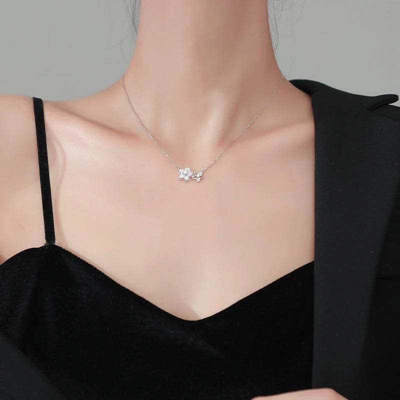 CUOOYINO/初影 坠链均925银 【桃之夭夭】精致项链女百搭轻奢锁骨链