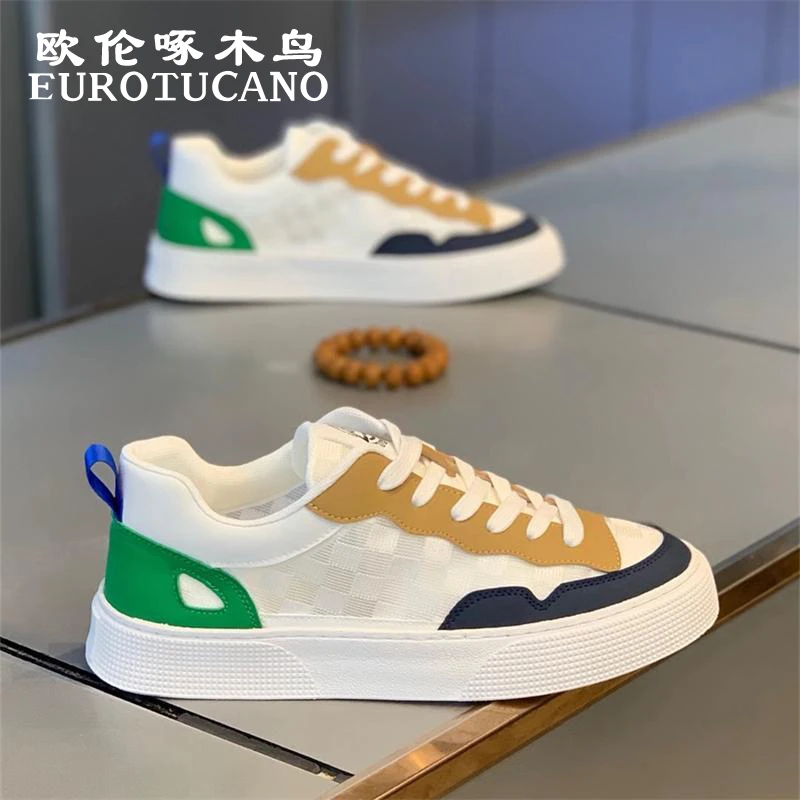 欧伦啄木鸟EUROTUCANO男鞋透气百搭休闲板鞋子男款低帮运动小白鞋