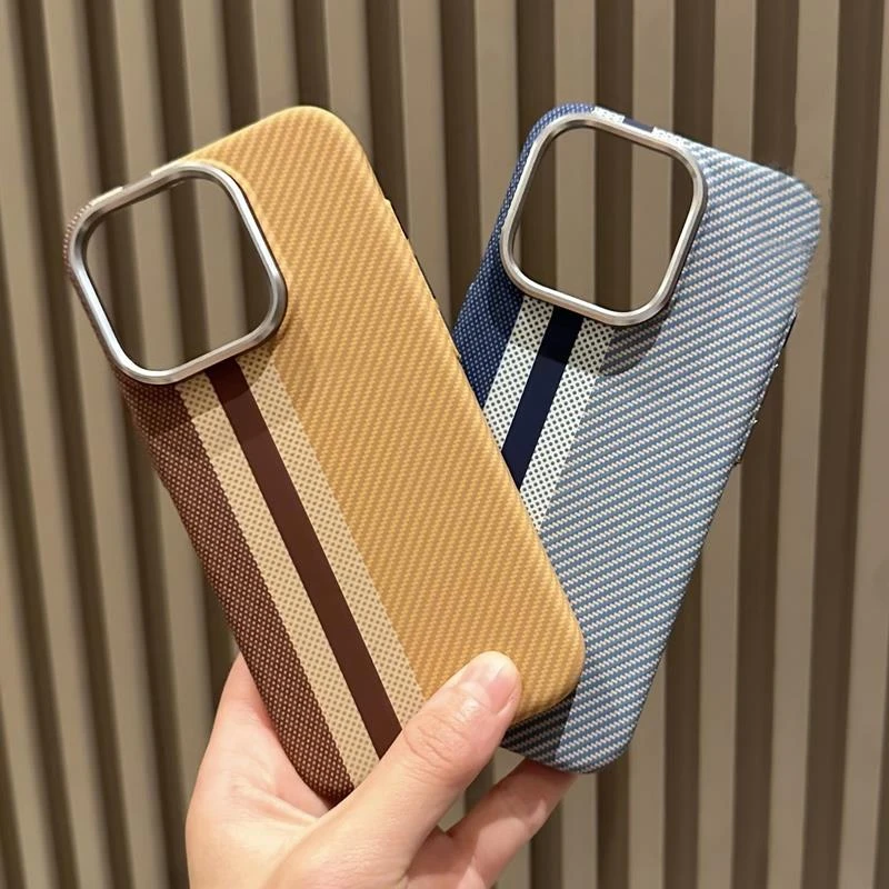 森迟适用苹果13外壳高级碳纤维纹撞色手机壳iPhone16promax新款凯