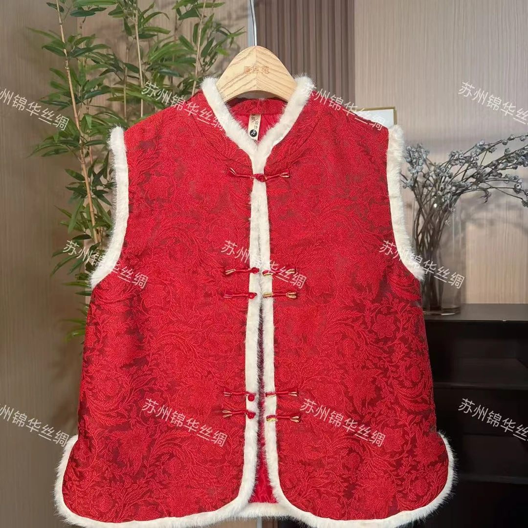 【红运马甲】厚款圆领加厚上衣无袖新中式国风百搭女士马甲N34