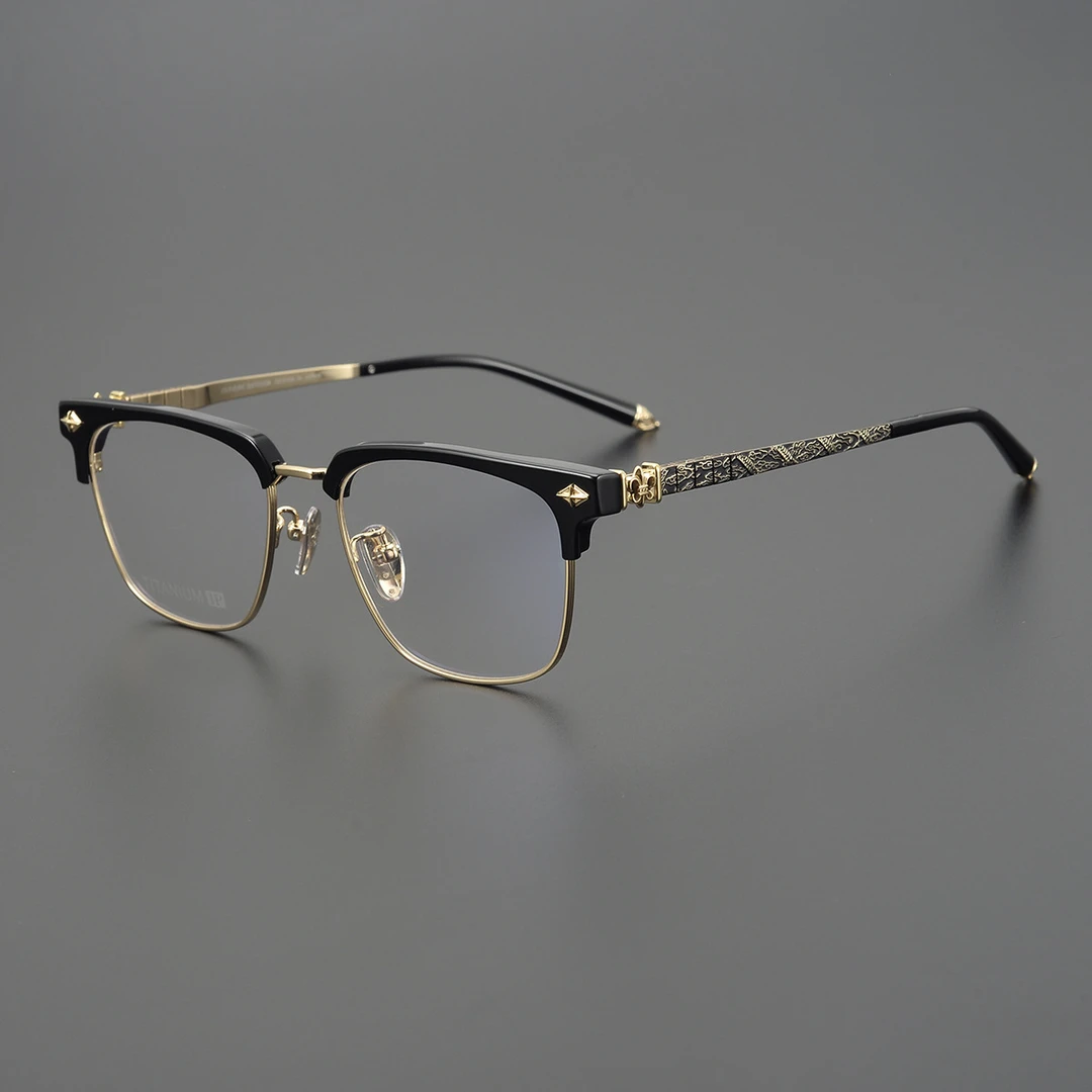 限量国潮国风龙纹纯钛眼镜CH8150男女超轻祥云半框眼镜框可配近视
