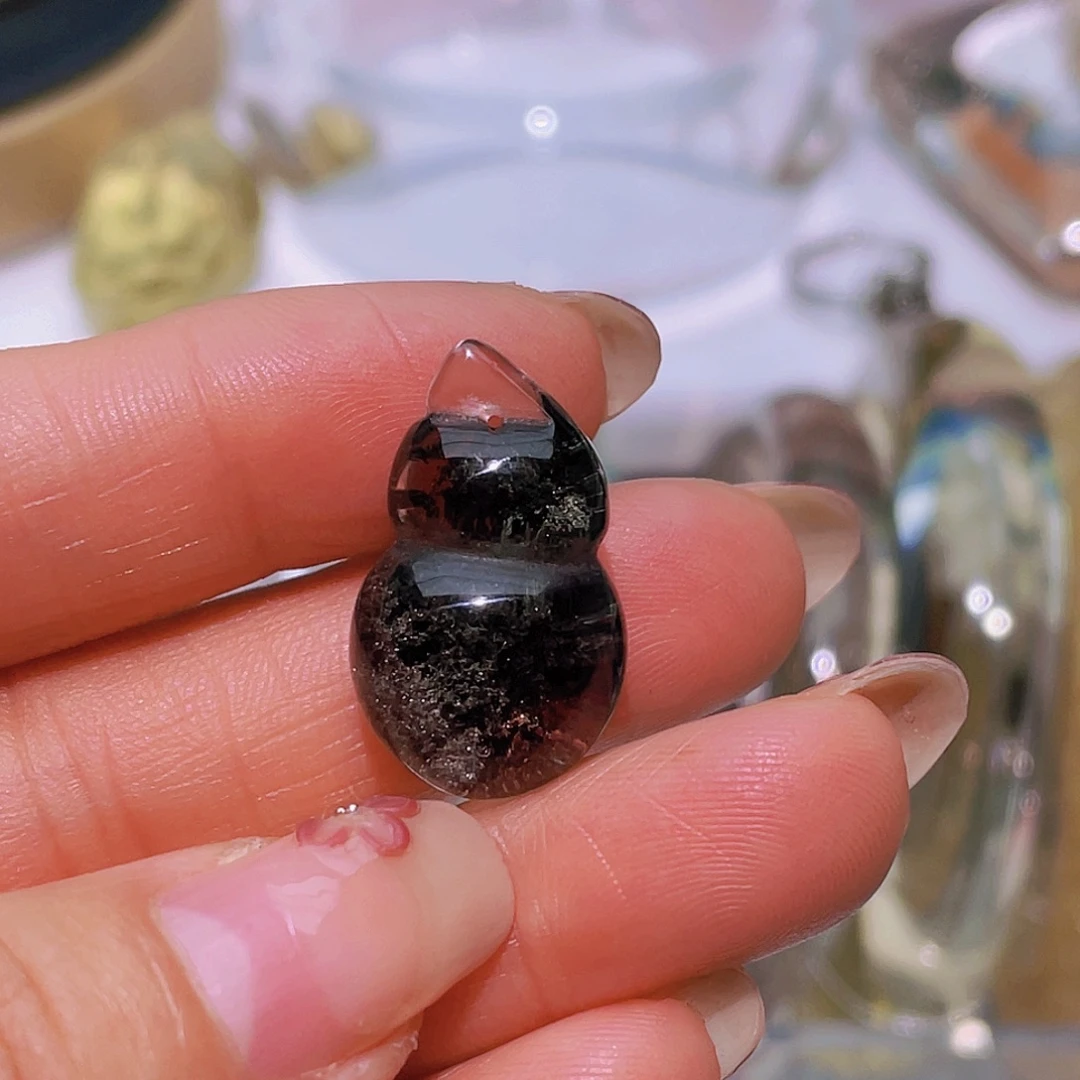 水晶颈饰未镶嵌天然绿幽灵葫芦吊坠