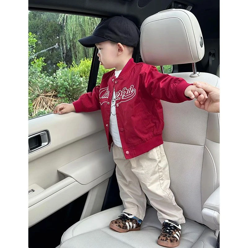 男童春秋夹克休闲裤套装中小童开衫棒球服韩版宝宝字母外套直筒裤