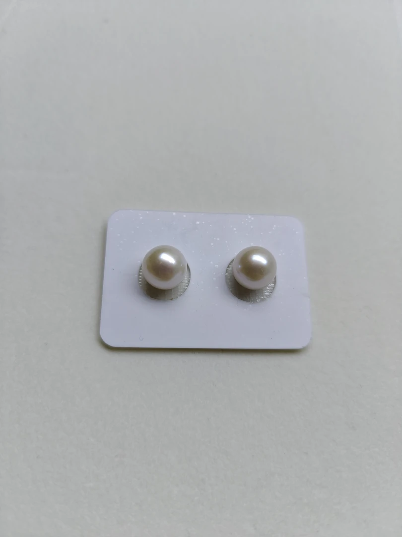 粉光淡水爱迪生珍珠耳钉